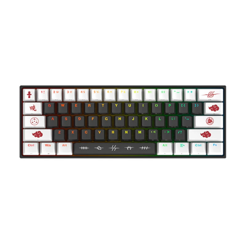 Teclado Checkpoint Gaming Naruto Akatzuki Usb Neg-Bla Rgb 60% Kx